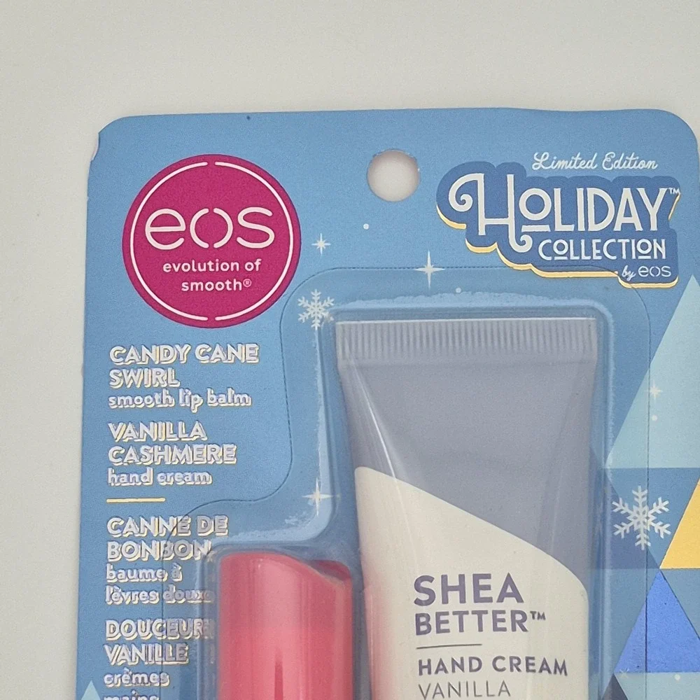 EOS Candy Cane Swirl Lip Balm & Vanilla Cashmere Hand Cream Lotion Holiday